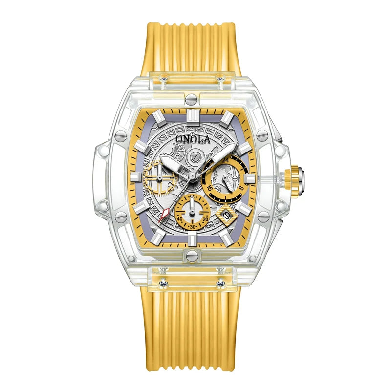 ONOLA Brand Transparent Plastic Watch Men Women clock 2021 Fashion Sports casual unique Quartz Luxury square Mens Watch