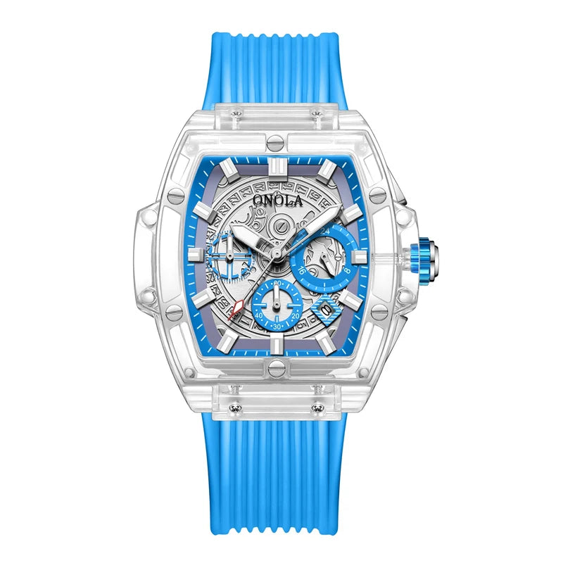 ONOLA Brand Transparent Plastic Watch Men Women clock 2021 Fashion Sports casual unique Quartz Luxury square Mens Watch