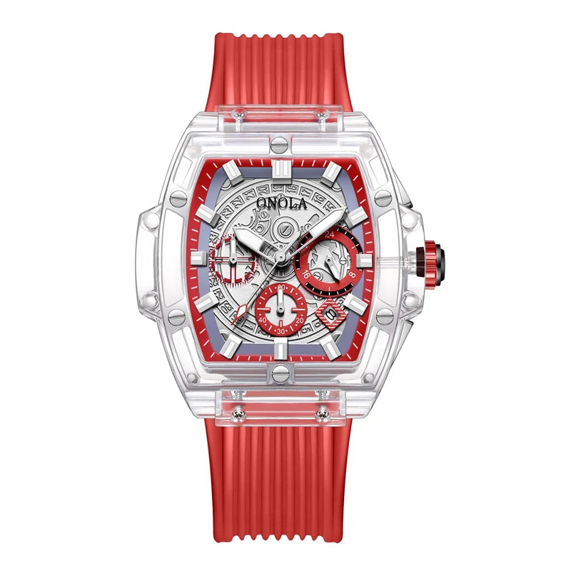 ONOLA Brand Transparent Plastic Watch Men Women clock 2021 Fashion Sports casual unique Quartz Luxury square Mens Watch