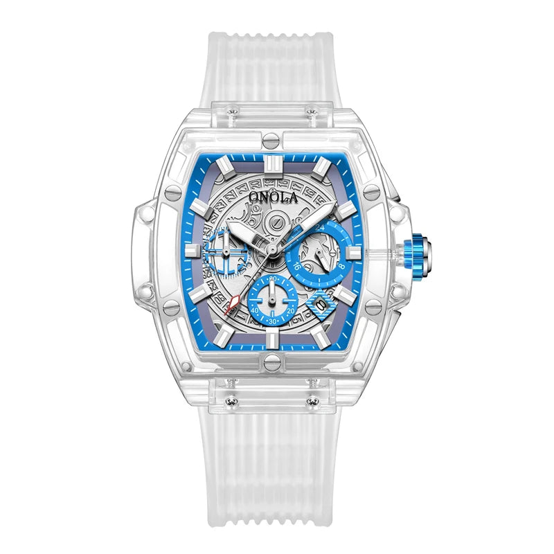 ONOLA Brand Transparent Plastic Watch Men Women clock 2021 Fashion Sports casual unique Quartz Luxury square Mens Watch